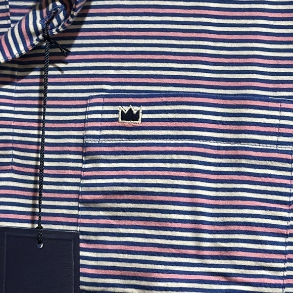 Crown & Ivy Pink & Blue Striped Motion Flex Polo Shirt with Pocket Size L - NWT - Picture 1 of 6